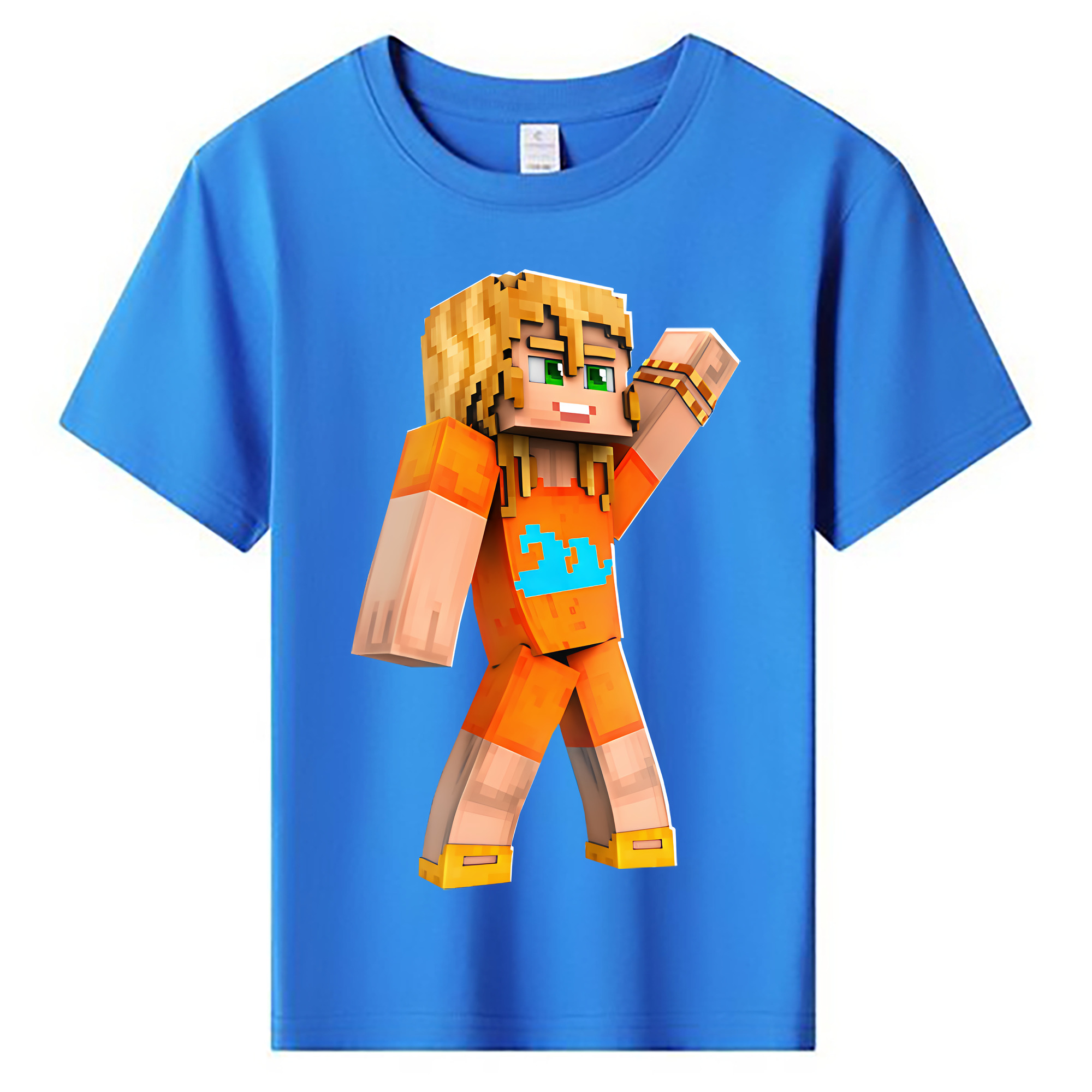 （画像用） マインクラフト ブロックの世界 Minecraft MC Block world 綿100％キッズTシャツ（フロントプリント）
